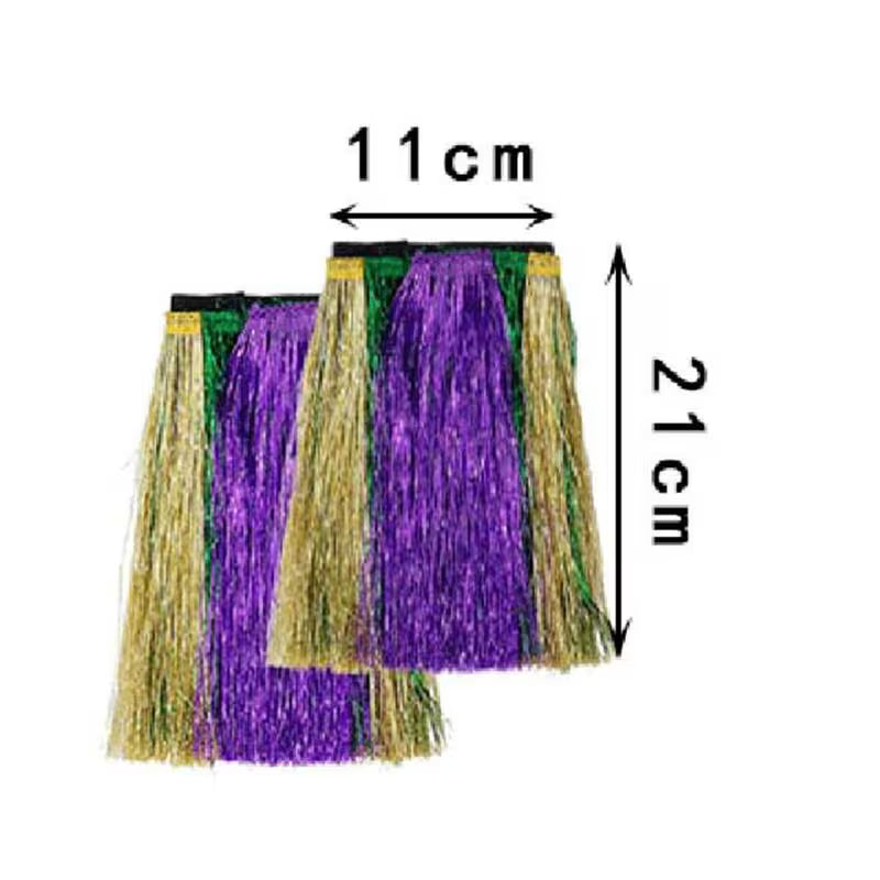 KIDS MARDI GRAS STRAW TASSEL LEG WARMERS