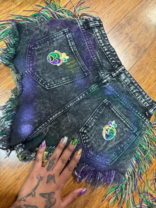 LAUGH NOW CRY LATER MARDI GRAS SHORTS