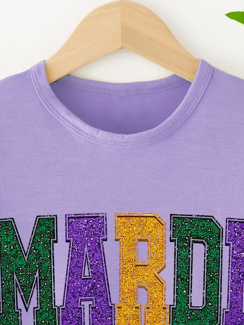 Youth Mardi Gras Short Sleeve Graphic Print T-Shirt Unisex