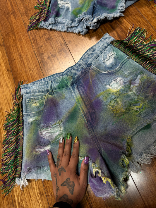 FULL OF LOVE MARDI GRAS SHORTS