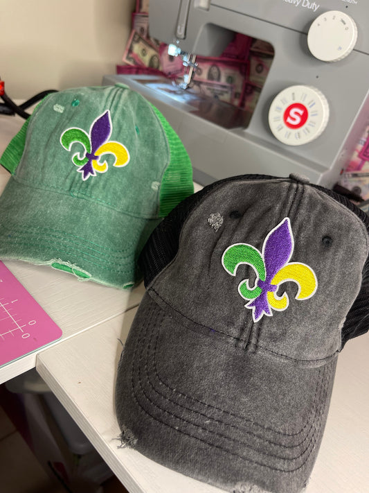 UNISEX CUSTOM DISTRESSED DENIM PATCHWORK HAT