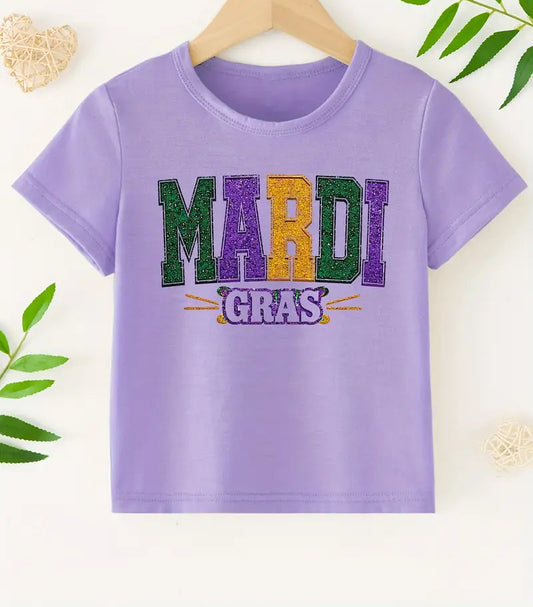Youth Mardi Gras Short Sleeve Graphic Print T-Shirt Unisex