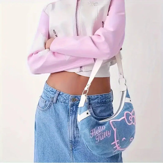 SANRIO HELLO KITTY DENIM SHOULDER HANDBAG