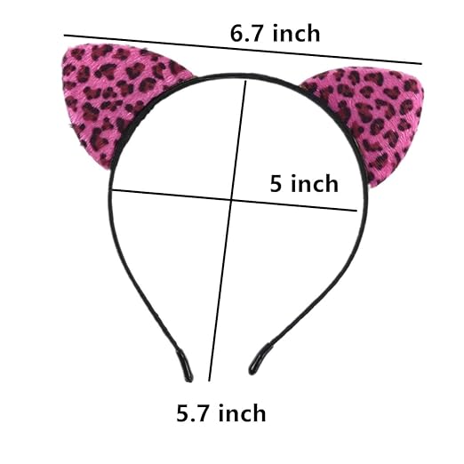 Pink Cheetah Leopard Ears Headband Costume Accessories