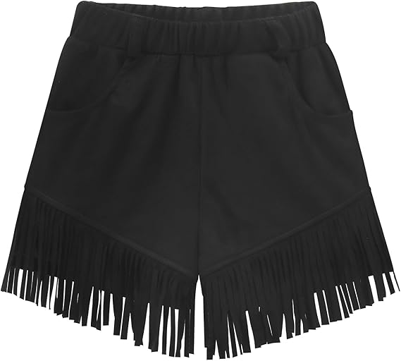 Kids Faux Suede Fringe Tassel Cowgirl Shorts