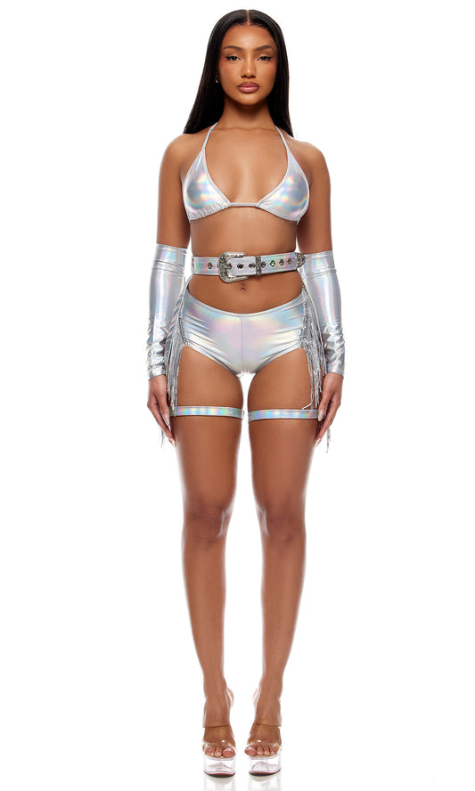 Women's Metallic Holographic Cowgirl Costume