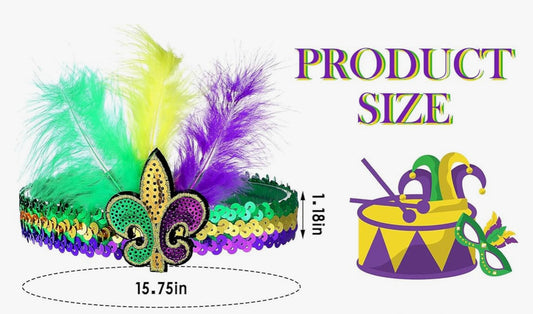 Mardi Gras Accessory for Women 1pcs Feather Headband Mardi Gras Outfits Belly Dance Hip Scarf Sequin Patrick's Day Outfits