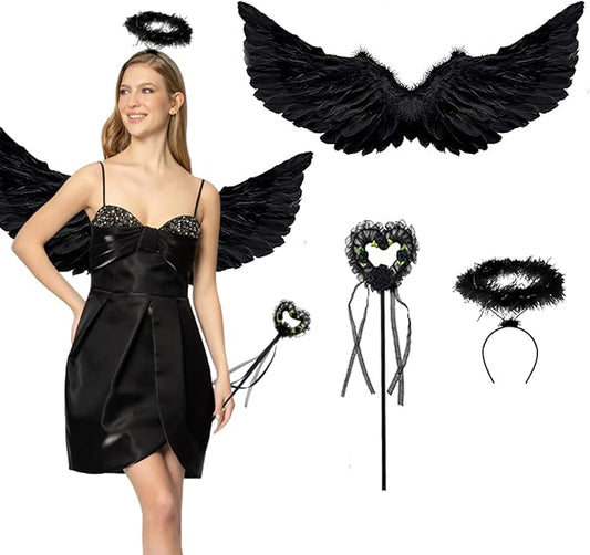 3 PCS ANGEL WINGS COSTUME SET ADULTS KIDS ACCESSORIES