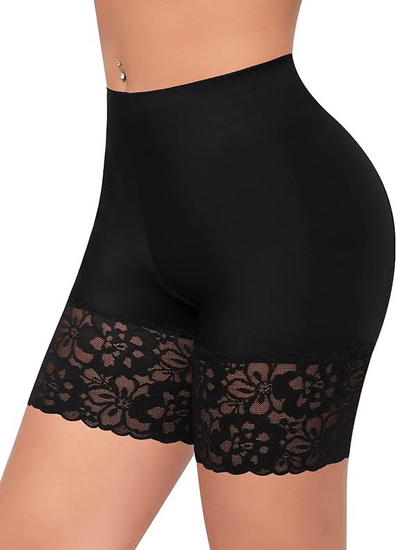 Women's Seamless Lace Trim Biker Shorts