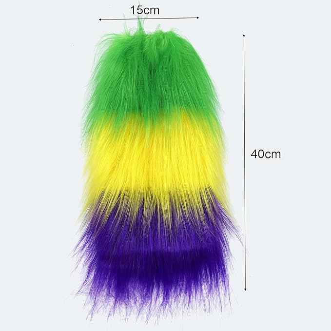 Fuzzy Mardi Gras Leg Warmers Covers, Mardi Gras Outfits