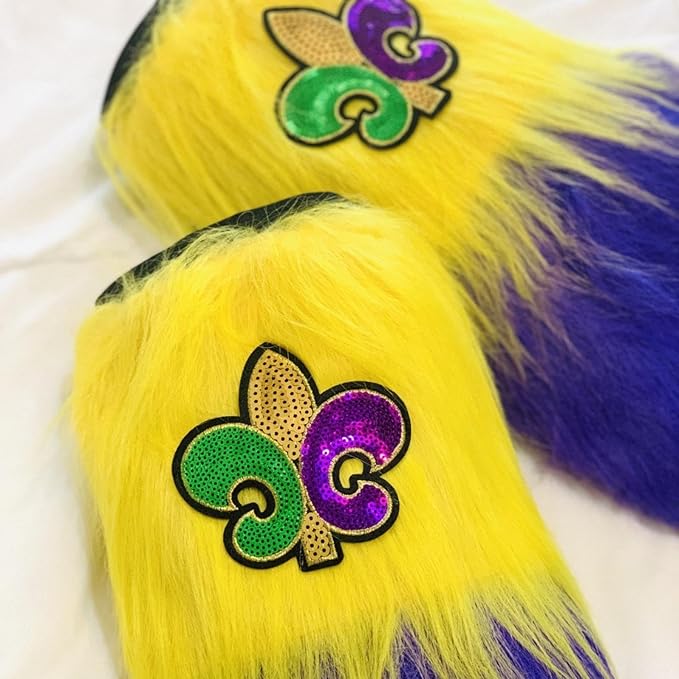 Adult Mardi Gras Leg Warmers with Fleur de lis