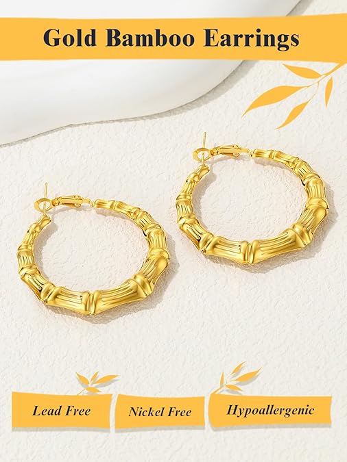 1 PAIR BAMBOO HOOP EARRINGS