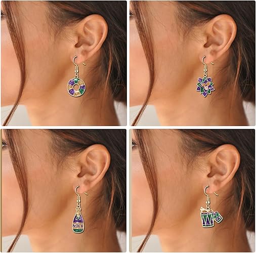 Mardi Gras Alloy Drop Dangle Earrings