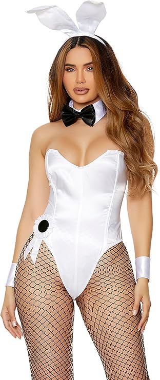 Playboy Classic Bunny Zip Up 7 Piece Costume Set - BLACK