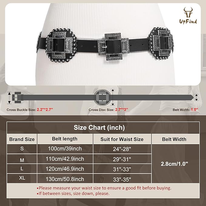 Wide Leather Boho Western Concho Belt