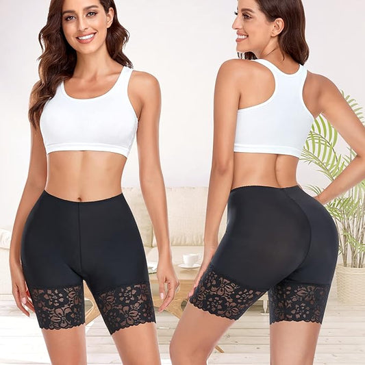 Women's Seamless Lace Trim Biker Shorts