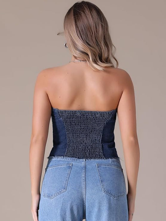Denim Tube Tops Bandeau Top