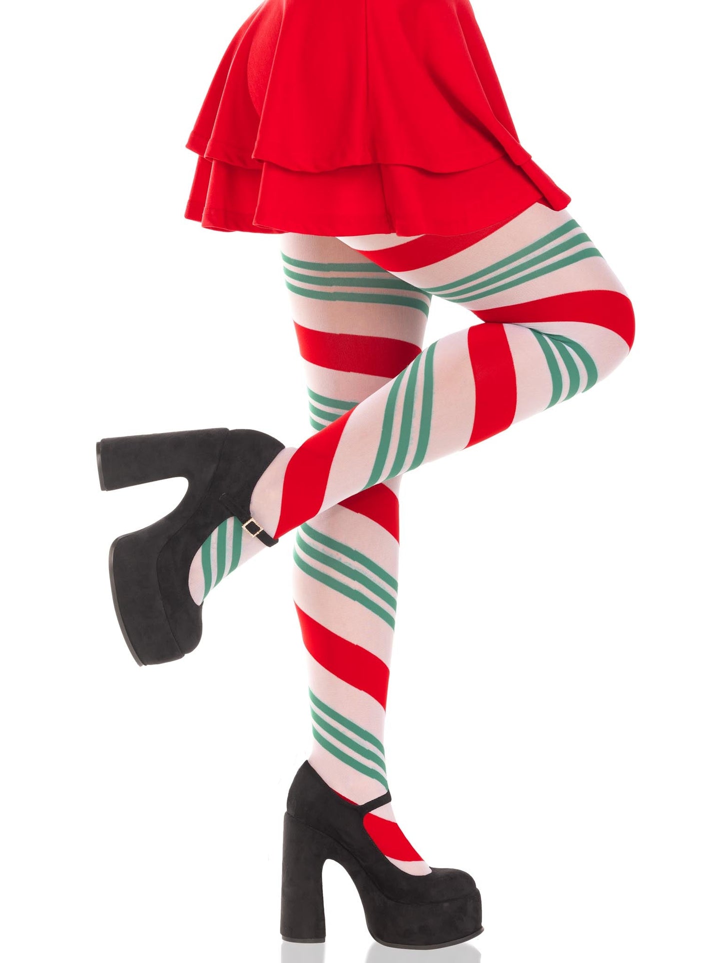 Lane Holiday Ribbon Striped Tights