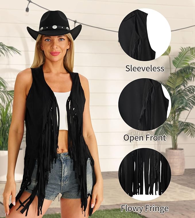 Women's Western Cowgirl Tassels Fringe Vest