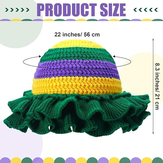 Mardi Gras Crotchet Knitted Hat Bonnet
