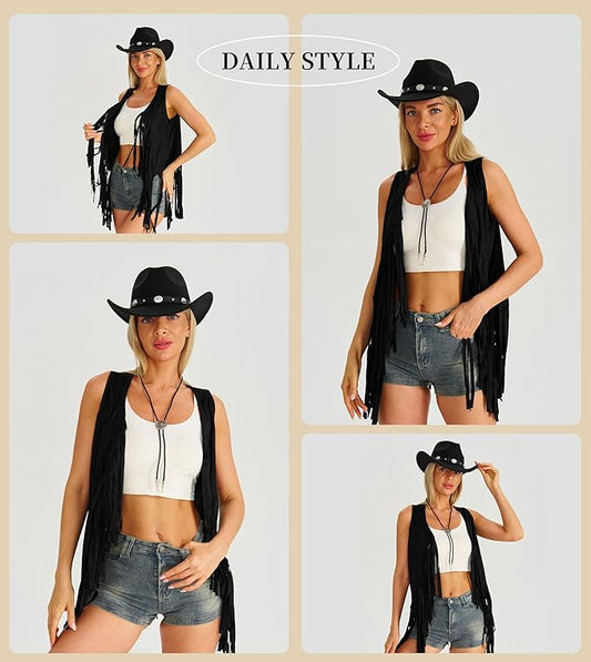 Women's Western Cowgirl Tassels Fringe Vest