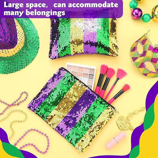 Travel Mardi Gras Sequin Makeup Bag