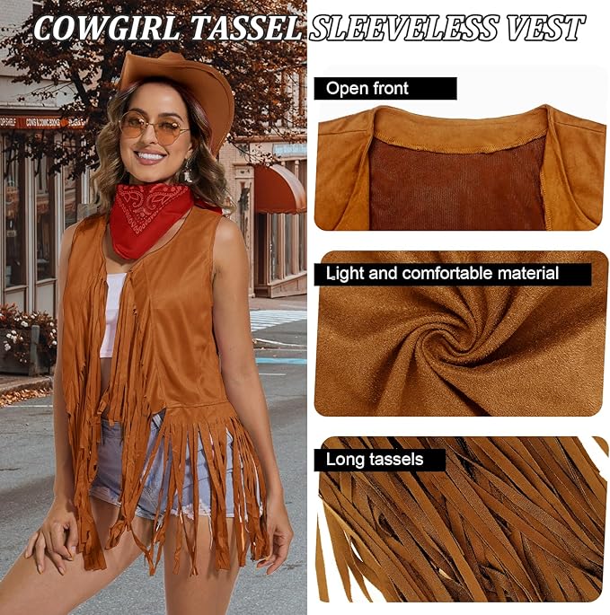 Women's Western Cowgirl Tassels Fringe Vest