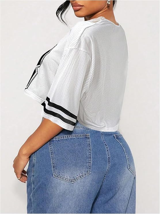 VINTAGE VARISTY LACE OVERSIZED JERSEY CROP TOP