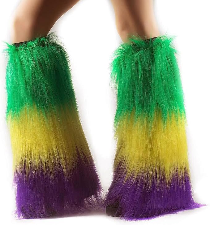 Kids Fuzzy Mardi Gras Leg Warmers Covers, Mardi Gras Outfits