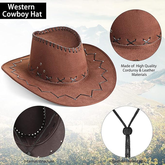 2 Pieces Halloween Costumes Cowboy Hat and Bandana Western Cowboy Cowgirl Hats Costume Party Set
