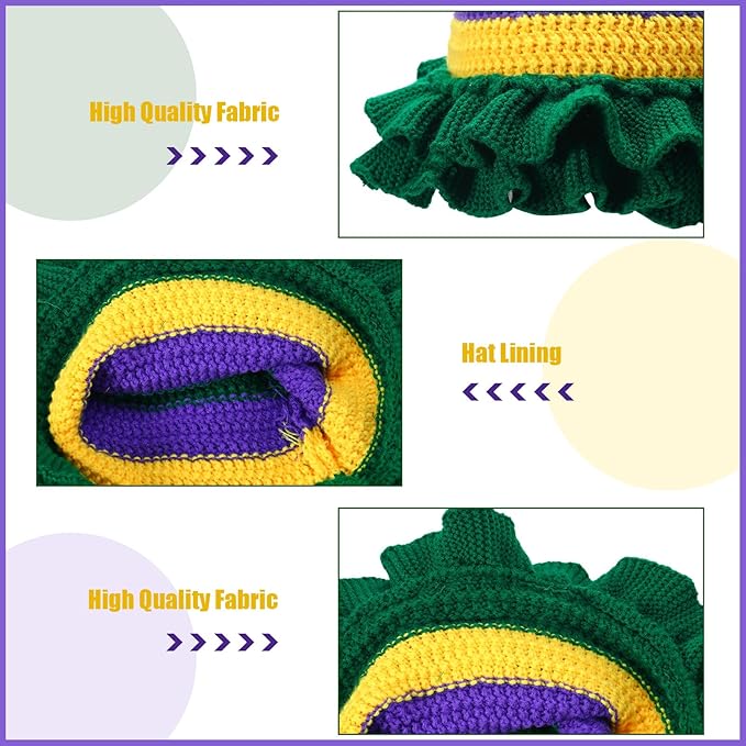 Mardi Gras Crotchet Knitted Hat Bonnet