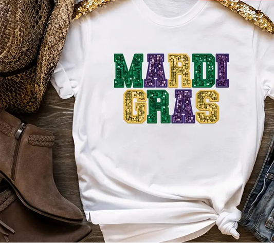 Custom Mardi Gras Iron on Transfer Decals Graphic T-Shirt