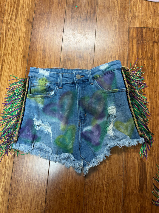 DOUBLE DOSES OF LOVE MARDI GRAS SHORTS