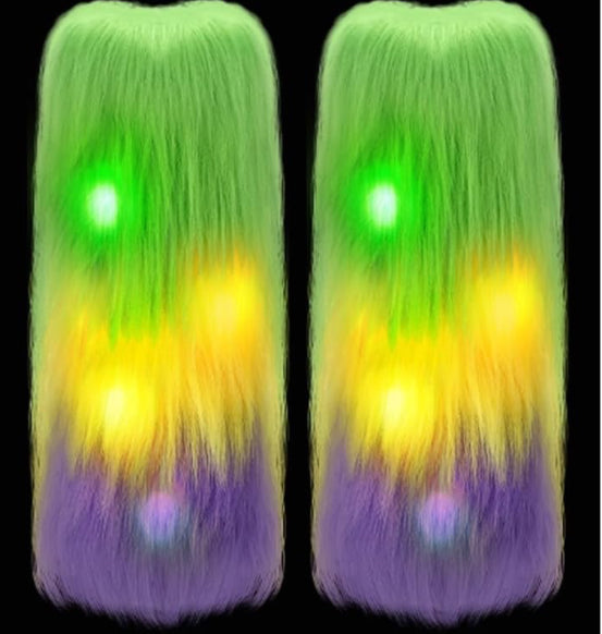 Mardi Gras Leg Warmers Faux Fur Light Up Costume Clothing Accessories for Kids