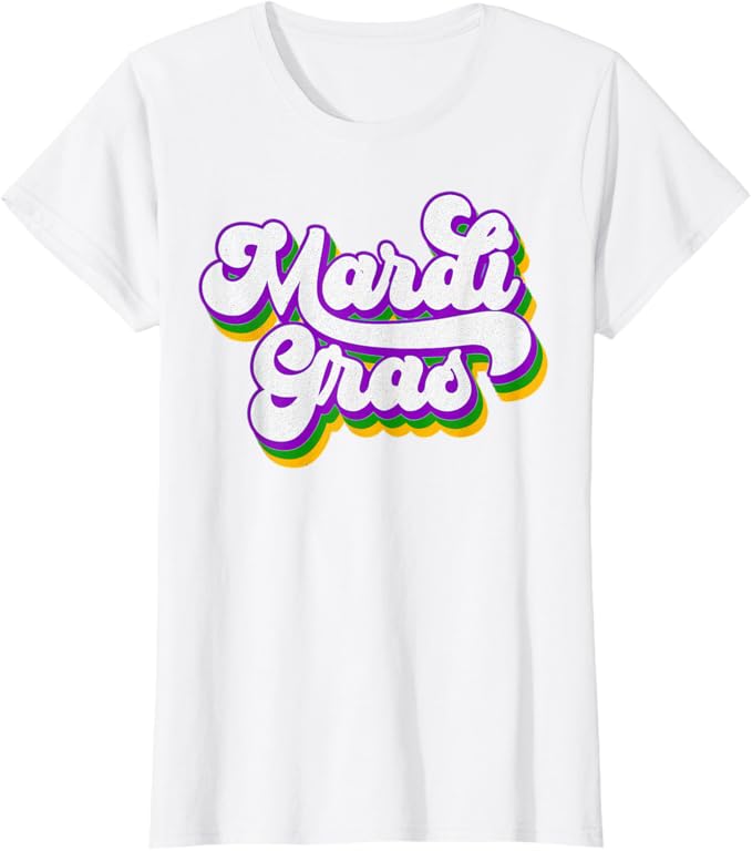 Custom Short Sleeve Vintage Mardi Gras Beads Masquerade Costume T-Shirt