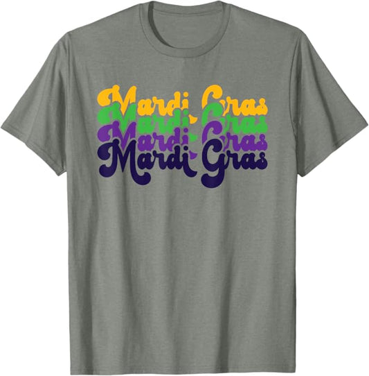 Custom Vintage Happy Mardi Gras Beads Masquerade Costume T-Shirt