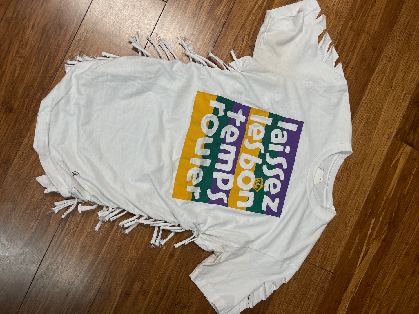 Custom Freestyle Design Mardi Gras T-Shirt with Fringe