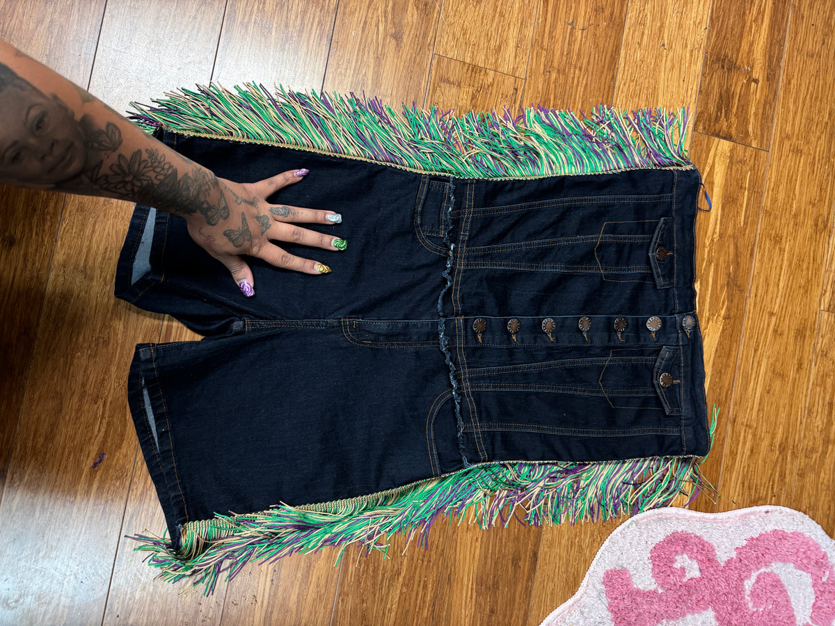 MARDI GRAS PAINTED FRINGE ROMPER