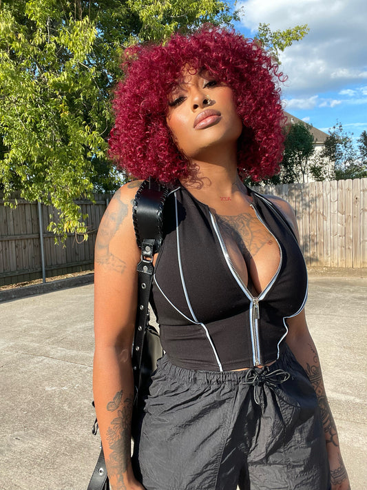 Women’s Sleeveless Zipper Crop Top