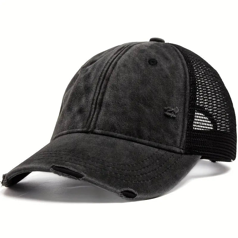 UNISEX CUSTOM DISTRESSED DENIM PATCHWORK HAT