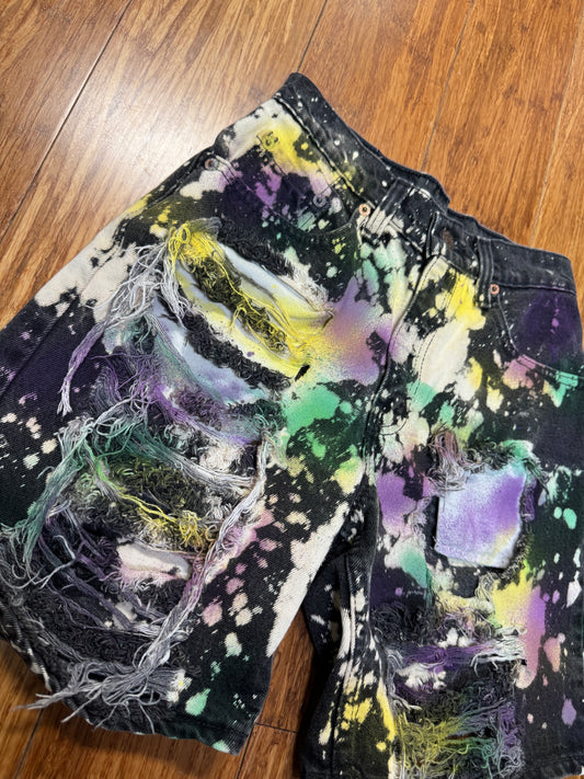 MARDI GRAS LEVIS DISTRESSED BOY SHORTS