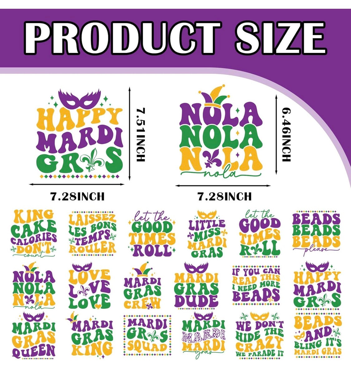 MARDI GRAS DTF TRANSFER GRAPHIC T-SHIRT (PRE-ORDER)