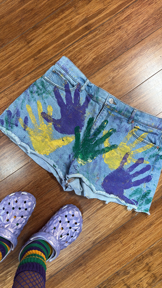 LET THE GOOD TIMES ROLL MARDI GRAS SHORTS CUSTOM