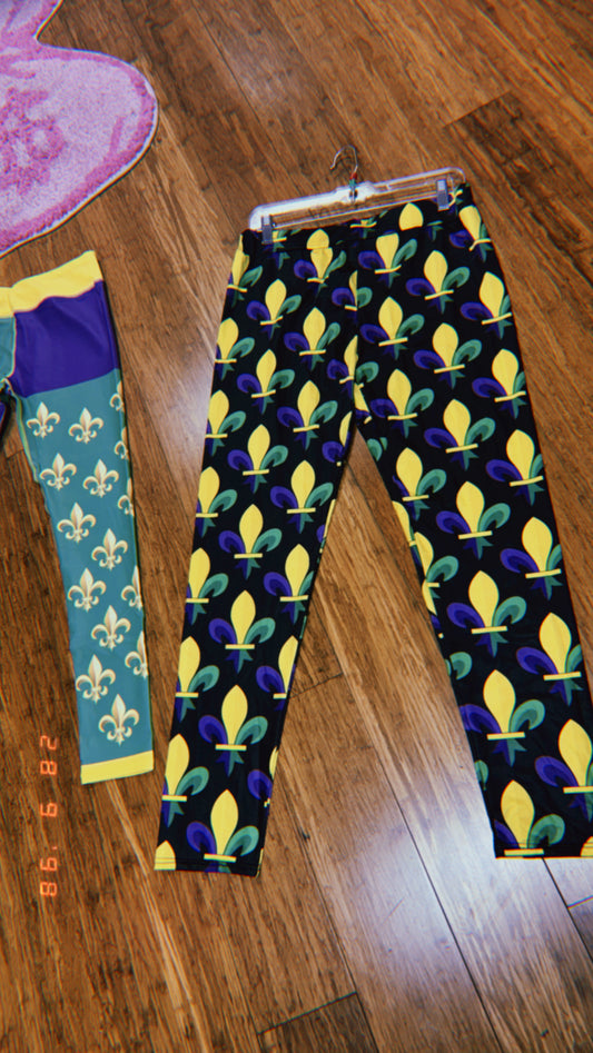 Women Mardi Gras Leggings High Waist Pants Tights