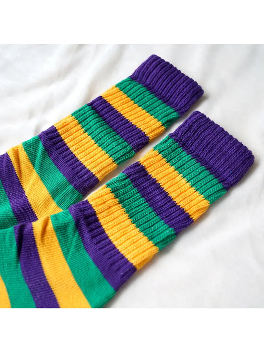 Adult Mardi Gras Slouchy Socks Boot Socks