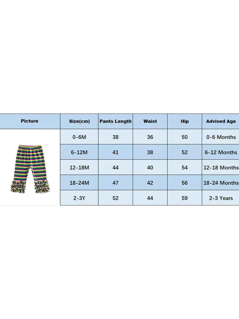 Toddler Baby Girl Mardi Gras Striped Ruffle Leggings Pants for Little Girls