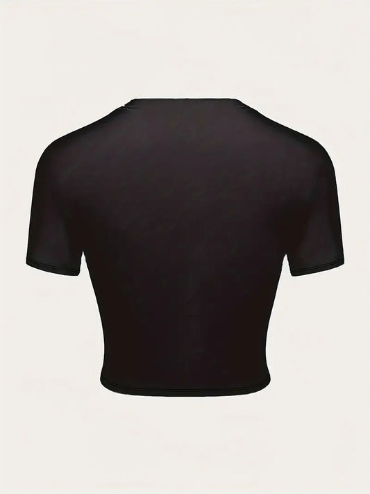 Funny Mardi Gras Skeleton Hands with Beads and Fleur-De-Lis Crop Top T-Shirt