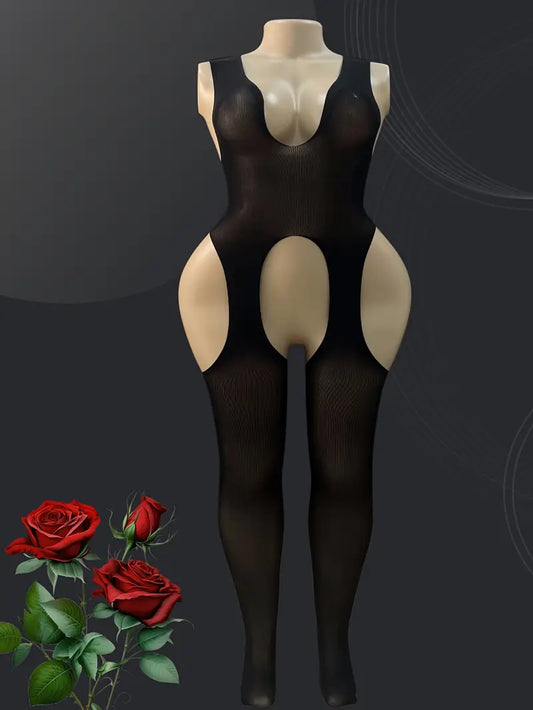 Sexy One-Piece Mesh Fishnet Jumpsuit Lingerie