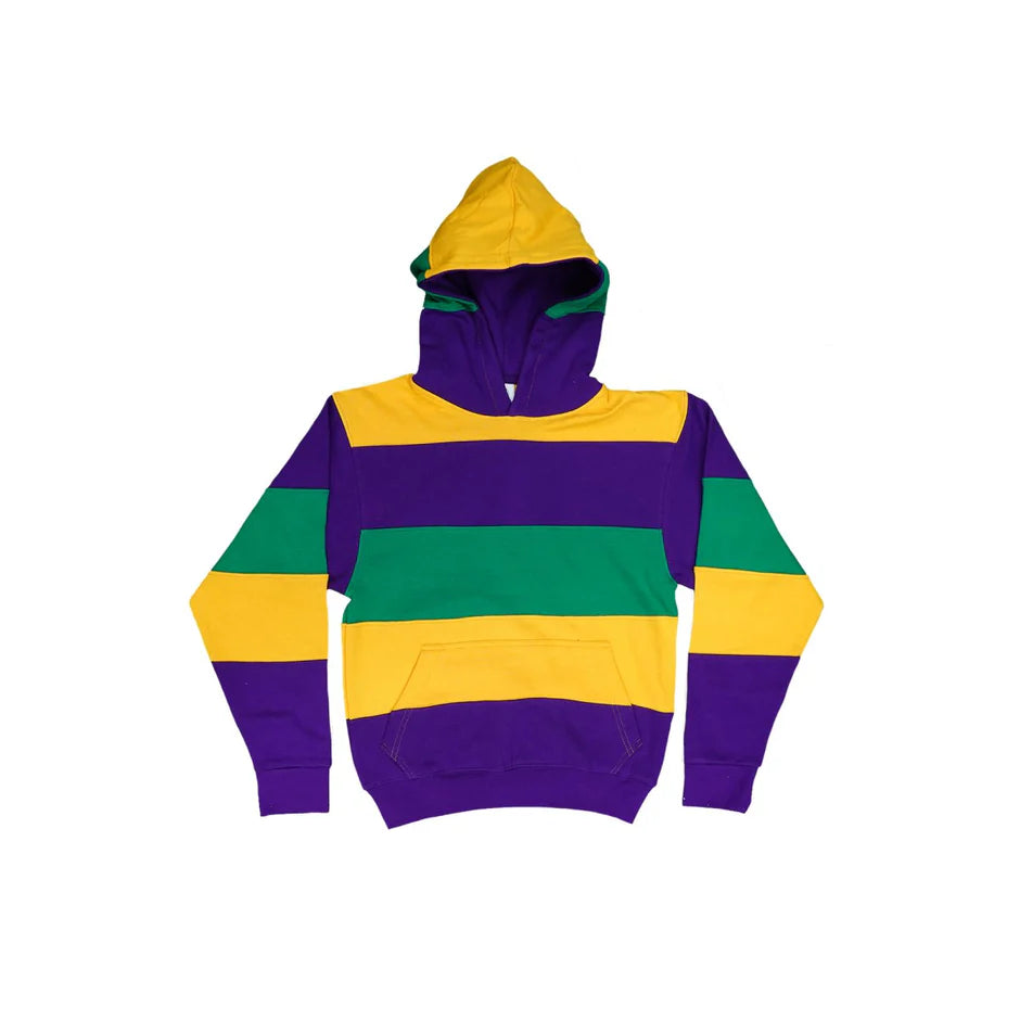 KIDS UNISEX MARDI GRAS PURPLE/GREEN/GOLD HOODED SWEATSHIRT