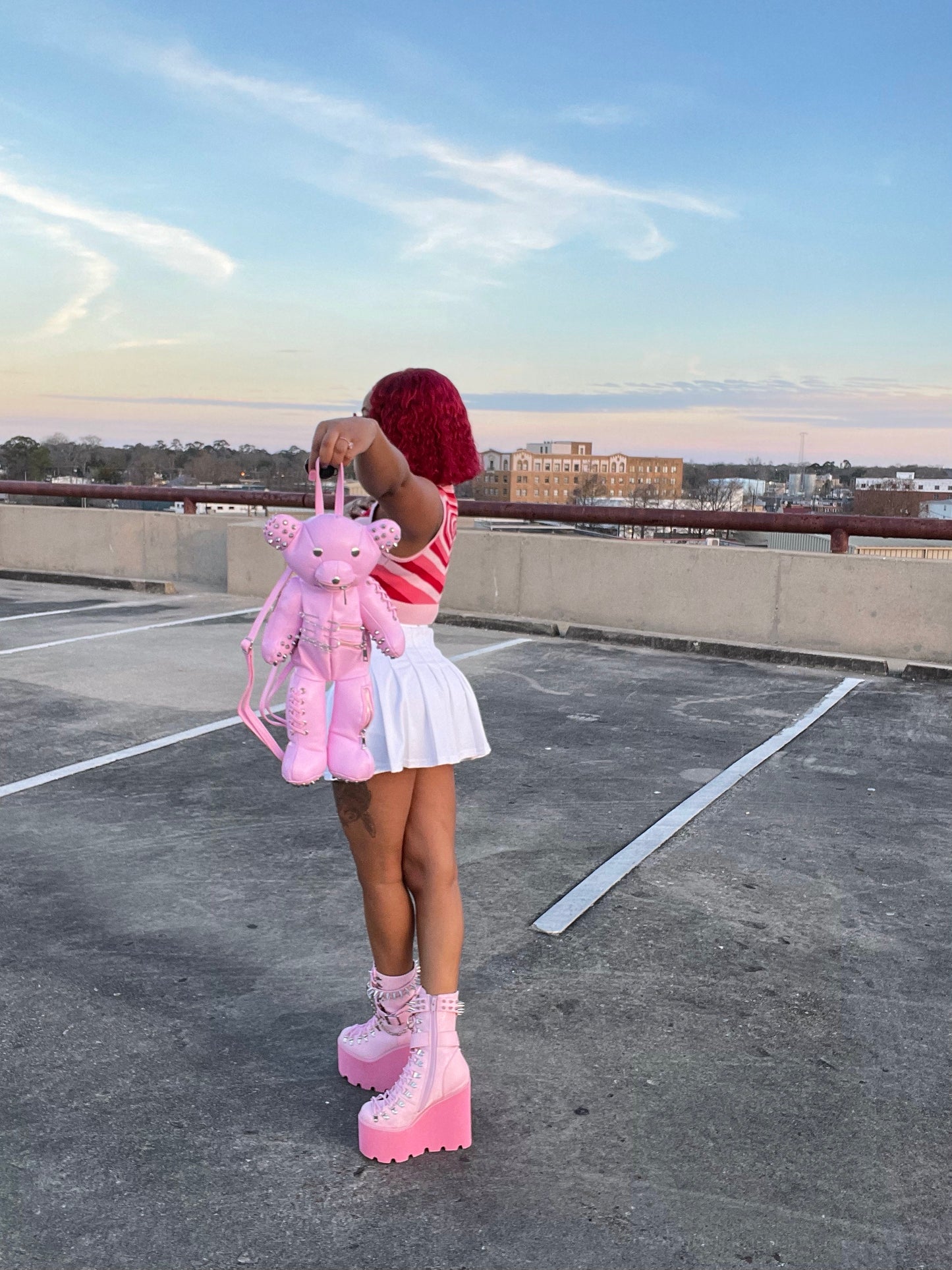 Pink Pinned Teddy Backpack